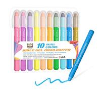 Shuttle Art Surligneur Bible Pastel, Lot de 10 Surligneurs Gel Bible, Pas de Saignement, Bible Highlighters Idéal pour Journal, Surlignage, à l’Ecole et au Travail