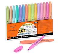 Shuttle Art Surligneurs Pastel, 15 Fluo Surligneurs Pastel à Pointe Biseautée, Sèche Rapide et Non Toxique, Lot Surligneurs pour Enfants Adultes pour Marquage Journal Notes pour Ecole Bureau