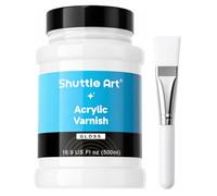 Shuttle Art Vernis Acrylique Brillant 500ml, Vernis Acrylique Protection | Durable Haute Brillance, Vernis Brillant pour Peinture Acrylique pour Artistes, Scellement d'Œuvres sur Toile Bois Céramique