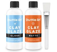 Shuttle Art Vernis Argile Autodurcissante 100ml*2, Vernis Brillant & Mat | avec Pinceau, Protection Imperméable, Anti-Fissure/Rayure/Usure, Compatible avec Multi-Types d'Argile, Fourniture Créative