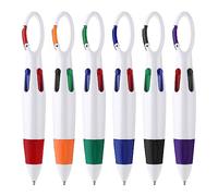 Shuttle Stylos à bille rétractables 4 en 1 avec mousqueton - Stylos à bille multicolores avec boucle porte-clés sur le dessus pour infirmière, bureau, école, cadeaux, cadeaux de fête (6 pièces)