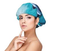 SHuWeiD Beautiful Underwater World Dauphins Coral Print Bonnet de nuit en satin pour adulte, bonnet de nuit unisexe en satin, bonnets de couchage 33 cm, noir, taille unique