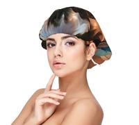 SHuWeiD Coconut Beach Sunset Hamac Print Adulte Satin Sleep, Bonnet de nuit unisexe en satin, bonnet de nuit 33 cm, noir, noir, taille unique