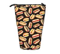 SHuWeiD Étui rétractable vertical avec impression Fun Food Hot Dogs, convient pour les stylos, cosmétiques et petits objets essentiels, usage quotidien, Noir/blanc, One Size, tendance.