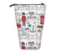 SHuWeiD Étui rétractable vertical avec imprimé « I Love London » pour stylos, cosmétiques et petits objets essentiels, usage quotidien, Noir/blanc, One Size, tendance.