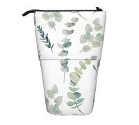 SHuWeiD Étui rétractable vertical imprimé feuilles d'eucalyptus, convient pour stylos, cosmétiques et petits objets essentiels, usage quotidien