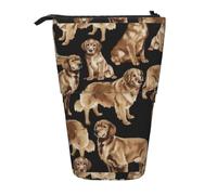 SHuWeiD Étui rétractable vertical imprimé Golden Retrievers, adapté pour les stylos, les cosmétiques et les petits objets essentiels, usage quotidien, Noir/blanc, One Size, tendance.