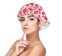 SHuWeiD Falling Red Hearts Print Bonnet de nuit en satin pour adulte, bonnet de nuit unisexe en satin, bonnets de couchage 33 cm, noir, taille unique, Noir/blanc, taille unique