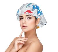 SHuWeiD Hockey Elements Creative Pattern Print Bonnet de nuit en satin unisexe pour adulte Noir 33 cm, noir, taille unique