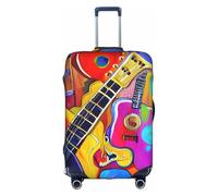 SHuWeiD Housse de protection en polyester lavable pour valise avec impression acoustique et guitares - Blanc - Taille L, Blanc, Large