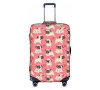 SHuWeiD Housse de protection pour valise en polyester lavable avec motif carlin et chiot - Blanc - Taille M, Blanc, Medium