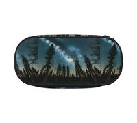 SHuWeiD Night Sky with Trees Print Pen Storage Bag Portable Cosmetic Storage Bag for Travel Essentials