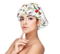 SHuWeiD Présentation de divers légumes imprimés bonnet de nuit en satin pour adulte, bonnet de nuit unisexe en satin, bonnets de couchage 33 cm, noir, noir, taille unique