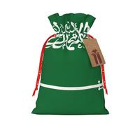 SHuWeiD Sac cadeau de Noël imprimé drapeau de l'Arabie saoudite, fabriqué en polyester, utilisé pour emballer des cadeaux