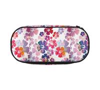 SHuWeiD Sac de rangement pour stylos à imprimé floral hawaïen, sac de rangement portable pour voyage, essentiels de voyage, Noir/blanc, One Size, Portabilité :