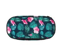 SHuWeiD Sac de rangement pour stylos à motif floral rouge hawaïen, sac de rangement portable pour voyage, essentiels de voyage, Noir/blanc, One Size, Portabilité :