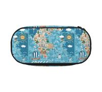 SHuWeiD Sac de rangement pour stylos avec imprimé carte de la Grèce, sac de rangement portable pour voyage, essentiels de voyage