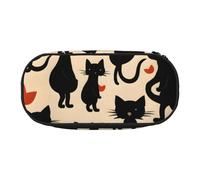 SHuWeiD Sac de rangement pour stylos avec imprimé Happy Walking Kitty, sac de rangement portable pour voyage, essentiels de voyage