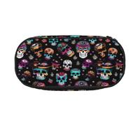 SHuWeiD Sac de rangement pour stylos avec imprimé Sugar and Skulls, sac de rangement portable pour voyage, essentiels de voyage