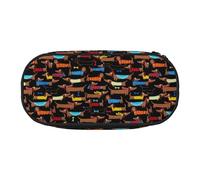 SHuWeiD Sac de rangement pour stylos avec imprimé teckels I Love My Dog, sac de rangement cosmétique portable pour voyage, essentiels de voyage
