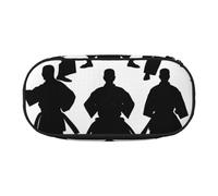 SHuWeiD Silhouettes de sac de rangement pour stylos à imprimé martial, sac de rangement portable pour voyage, essentiels de voyage