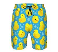 Shuwekk Short de bain pour homme avec motif drapeau américain - Séchage rapide - Doublure en maille, Canards en caoutchouc jaune, X-Large