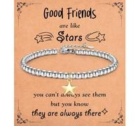 Shuxin Cadeaux d'anniversaire pour meilleure amie, sœur, bête, bons amis/sœur sont comme des étoiles, des bracelets, des cadeaux de Noël pour les adolescentes et elle, argent, pas de pierre précieuse
