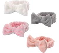 Shuyaodian Lot de 4 bandeaux papillon pour le lavage du visage, le maquillage, les cheveux en fibre ultra-fine pour femme