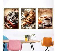 SHUYINGHENGXIE Cake Coffee Bean bread Nordic poster print Art mural sur toile Hôtel Sweet Shop deco Painting sans cadre-40x50cmX3