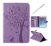 SHUYIT Coque iPad Mini 5 (2019), Coque iPad Mini 1/2 / 3/4, Chat arbre Motif Étui en PU Cuir Flip Case de Protection Magnétique Support Cover Etui Housse pour iPad Mini 1/2 / 3/4 / 5