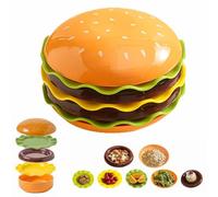 SHUZHENG Ensemble d'assiettes et bols à hamburger pour dessert, collation et salade, assiettes à dessert et bols à céréales avec couvercle, jolis ensembles de plats empilables pour la cuisine, la