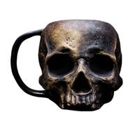 SHUZHENG Ensemble de tasses à café gothiques en forme de tête de mort vintage vieillie, forme irrégulière pour Halloween, maison, bar, fête, cadeau unique pour les amateurs de gothique (marron)