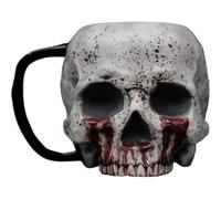 SHUZHENG Ensemble de tasses à café gothiques en forme de tête de mort vintage vieillie, forme irrégulière pour Halloween, maison, bar, fête, cadeau unique pour les amateurs de gothique (rouge)