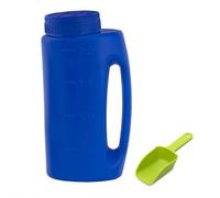 SHUZHENG Épandeur de sel de neige de 2 L avec pelle, diffuseur léger avec cuillère pour graines, sel, dégivrage, glace fondue et aliments terrestres, remplissage facile (bleu)