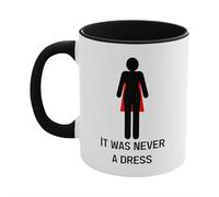 SHUZHENG Tasse à café en céramique avec inscription « It Was Never a Dress » de 325 ml - Changement de couleur - Noir à blanc - Pour femmes - Tasse à café ou à thé amusante - Cadeau fantaisie pour