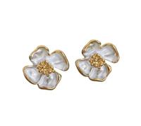 SHVCKLNPW Boucles d’oreilles élégantes en émail blanc pour femmes ChicColor Boucles d’oreilles florales Cadeaux de bijoux pour fêtes