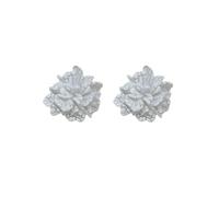 SHVCKLNPW Boucles d’oreilles en forme de fleurs blanches épanouies pour femmes Design rayé Pétales irréguliers acrylique mode coréenne Accessoires pour oreilles pour filles