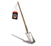 SHW FIRE Bêche pour sols durs et pierreux - Manche en frêne de 110 cm avec poignée à bouton - Lame aiguisée avec bord de marche - Bêche de jardin robuste pour la construction et la cour - Bêche avec