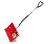 SHW-FIRE Pelle à neige ergonomique de 55 cm, pelle en plastique renforcé, bord de protection en aluminium, manche amovible de 128 cm avec poignée en D, pelle à neige légère et robuste, fabriquée en