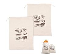 Shwdsy 2 Pièces Sac a Pain, en Coton Sac à Pain, 30 × 40 cm Leinen Brotbeutel Stoff avec Cordon de Serrage, Réutilisable, pour Ranger le Pain, les Fruits et les Légumes