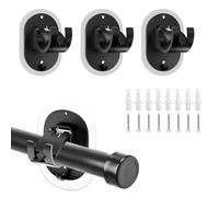 Shwdsy 4 Pièces Support Rideau sans Percage, Matériau ABS Crochet Rideau sans Percage, Autocollant Accroche Rideau, Noir, avec Vis et Tube Expansible, pour Cuisine et Salle de Bain