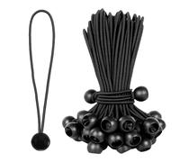 Shwdsy 50 Pièces Tendeurs, PP Plastique Tendeur Elastique Boule, Noir Tendeur Bache, avec Petite Boule Ronde, pour Fixer Les Bâches, Les Bannières, Les Tentes