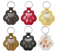 Shwdsy 6 Pièces Porte-Clés en Poils de Chat, Design Patte de Chien, Cuir PU avec Fenêtre Transparente, Porte-Clés pour Poils d'animaux, Souvenir pour Chien et Chat