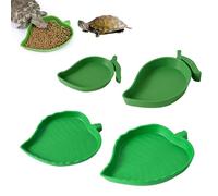 Shwdsy Abreuvoir Tortue Terrestre, 4 Pièces Accessoire Tortue Terrestre, PP Vert Abreuvoir Tortue, Feuilles et Mangues Bassin pour Tortue, pour Nourrir Les Lézards, Tortues et Geckos