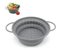 Shwdsy Passoire Pliable, Silicone Passoire Cuisine Pliable, Gris Passoire Retractable, Résistant à la Chaleur Passoire Pliable en Silicone, pour Égoutter les Légumes, les Fruits, les Nouilles