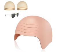 Shwdsy Perruque Chauve, Couleur de Peau Faux Crane Chauve, avec 2 Filets à Cheveux et 1 Paire de Lunettes de Soleil Bald Cap, Fun Crane Chauve, pour Halloween et Masquerade