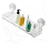 Shwdsy PET Material - Support de shampooing pour douche - Transparent - Étagère murale sans perçage - 32 × 9 cm - Panier de douche à ventouse sans perçage - Pour salle de bain, cuisine, hôtel