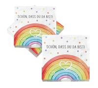 Shwdsy Serviette Arc En Ciel, 40 Pièces Serviettes pour Anniversaire, 33 X 33 cm Serviettes de Table Arc-en-Ciel Coloré, avec des Motifs et des Mots Arc-en-Ciel pour les Mariages, les Anniversaires