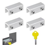 Shwdsy Verrou Porte Coulissante, 4 Pièces Bloque Porte Coulissante, Réglable Verrou Baie Coulissante, Sécurité et Antivol Fermeture Baie Coulissante, avec Clé, pour Portes et Fenêtres Coulissantes