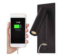 SHXITAYNB Liseuse Lampe LED Tete De Lit Caché Interrupteur Lampe De Chevet, USB Encastré Lampe De Chevet Murale Applique Liseuse, Wall Light Sconce, Orientable À 350 ° 90 ° Pliable,Noir,3000K Warm